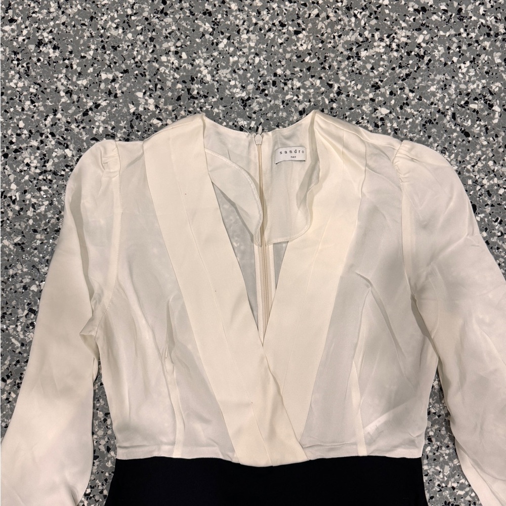 Sandro elegant jumpsuit one piece black and white shirt and trousers size 1 - Picture 3 of 3